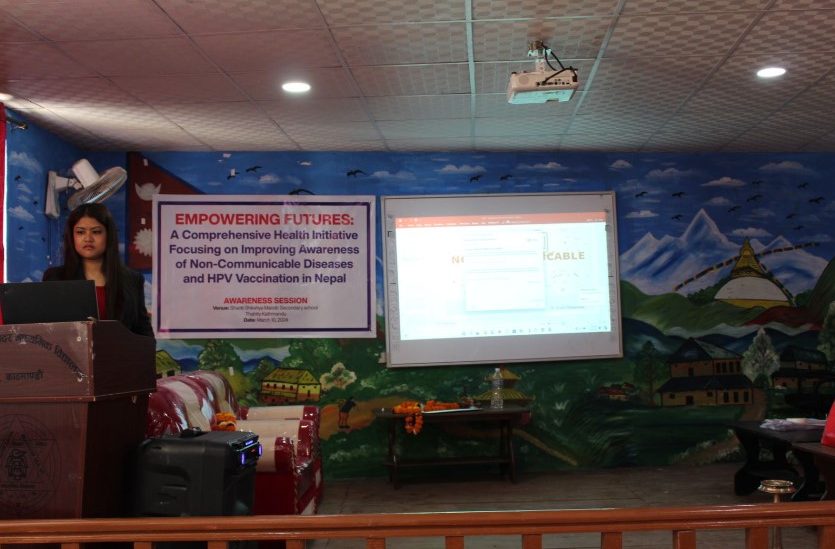 Spreading awareness on HPV vaccination and NCDs to students and teachers through an engaging PowerPoint presentation.